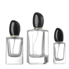 Transparent Glass Jars Round with Black Plastic